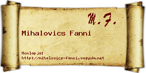 Mihalovics Fanni névjegykártya